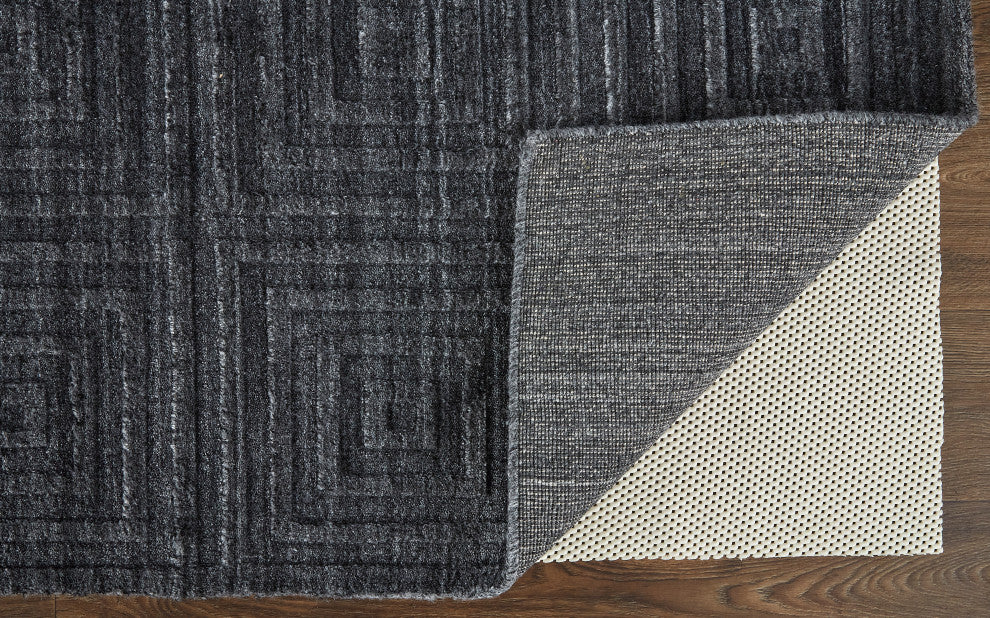Weave & Wander Tatem Minimal Viscose Rug, Charcoal Gray/Gray, 9' x 12' Rug