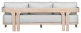 Paradiso Teak Wood Sofa Natural Look - Light Grey Fabric