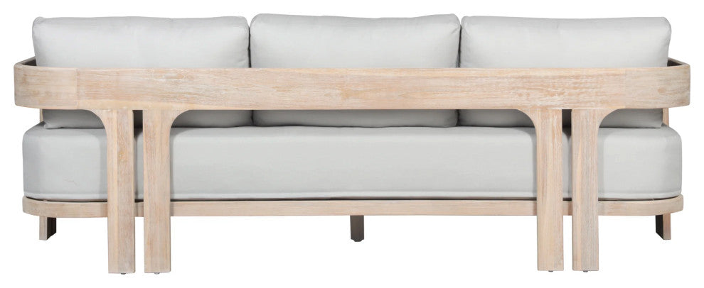 Paradiso Teak Wood Sofa Natural Look - Light Grey Fabric