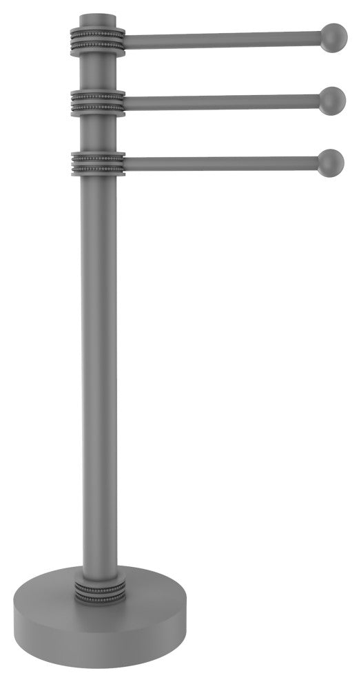 Vanity Top 3 Swing Arm Towel Holder with Dotted Accents, Matte Gray