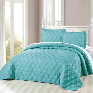 Bradly Down Alternative Quilted Bed Spread Set, Teal, King