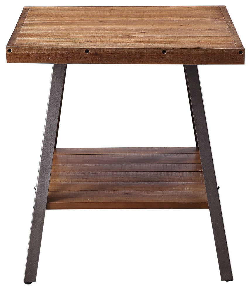 Ikram 2Pc Pk End Table, Weathered Oak and Sandy Black