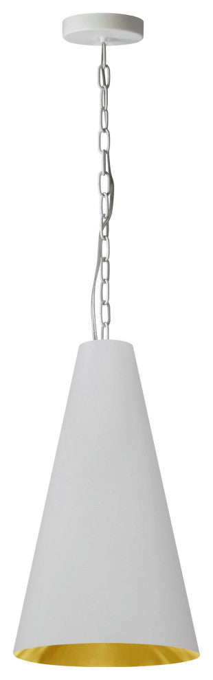 1 Light Small Anaya Matte White Pendant with White/Gold Shade