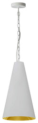 1 Light Small Anaya Matte White Pendant with White/Gold Shade