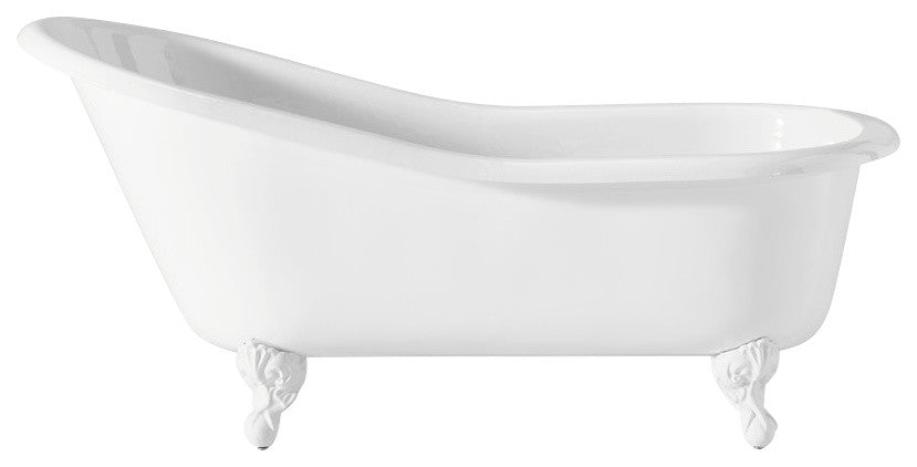 Cheviot Products Slipper Cast Iron Bathtub With Continuous Rolled Rim, White
