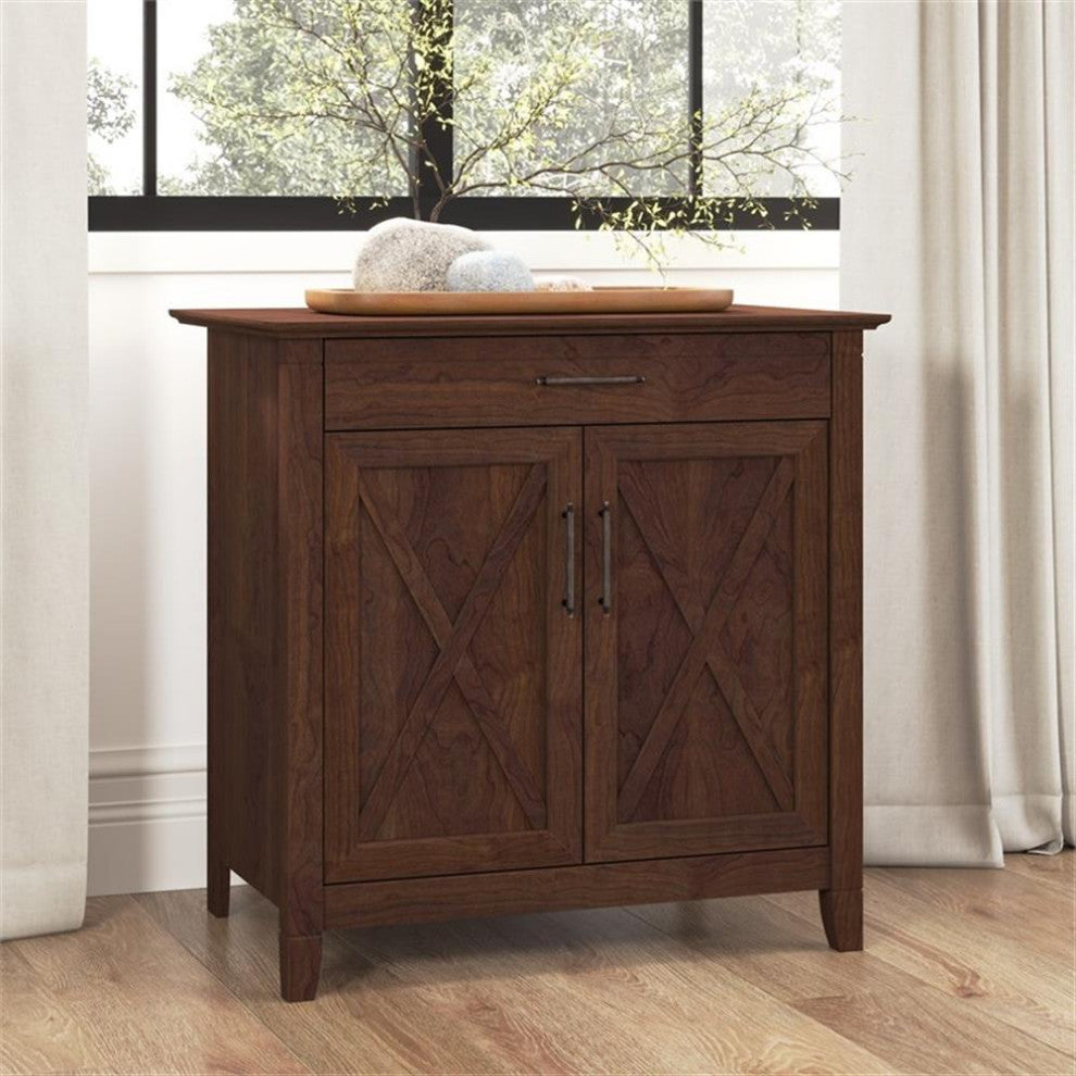 Bush Furniture Key West Secretary Desk with Keyboard Tray & Cabinet in Cherry