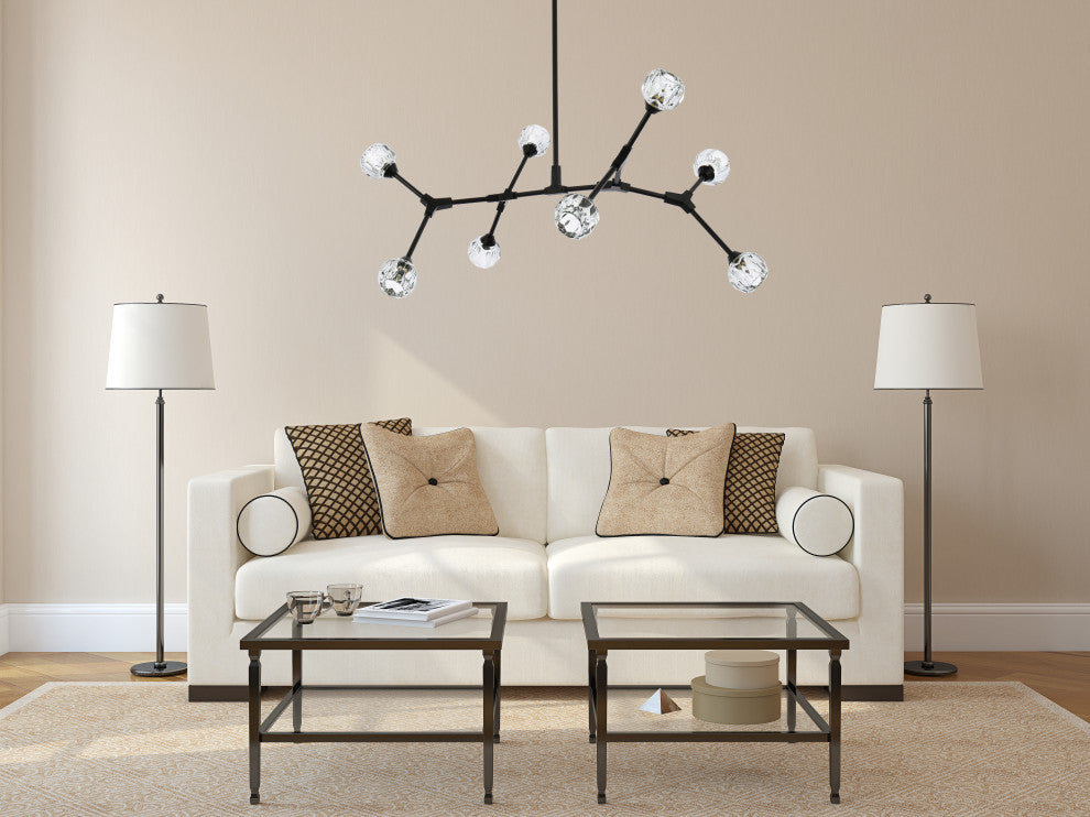 8 Light Pendant, Black