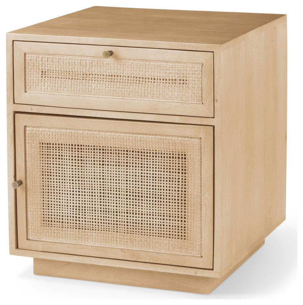 Grier 19.0Lx19.0Wx21.0H Light Brown Wood and Cane Accent Table
