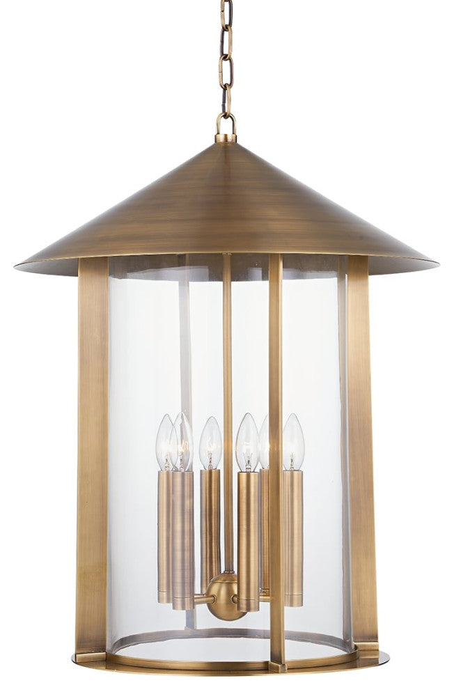 Long Beach 6 Light Interior Lantern, Patina Brass