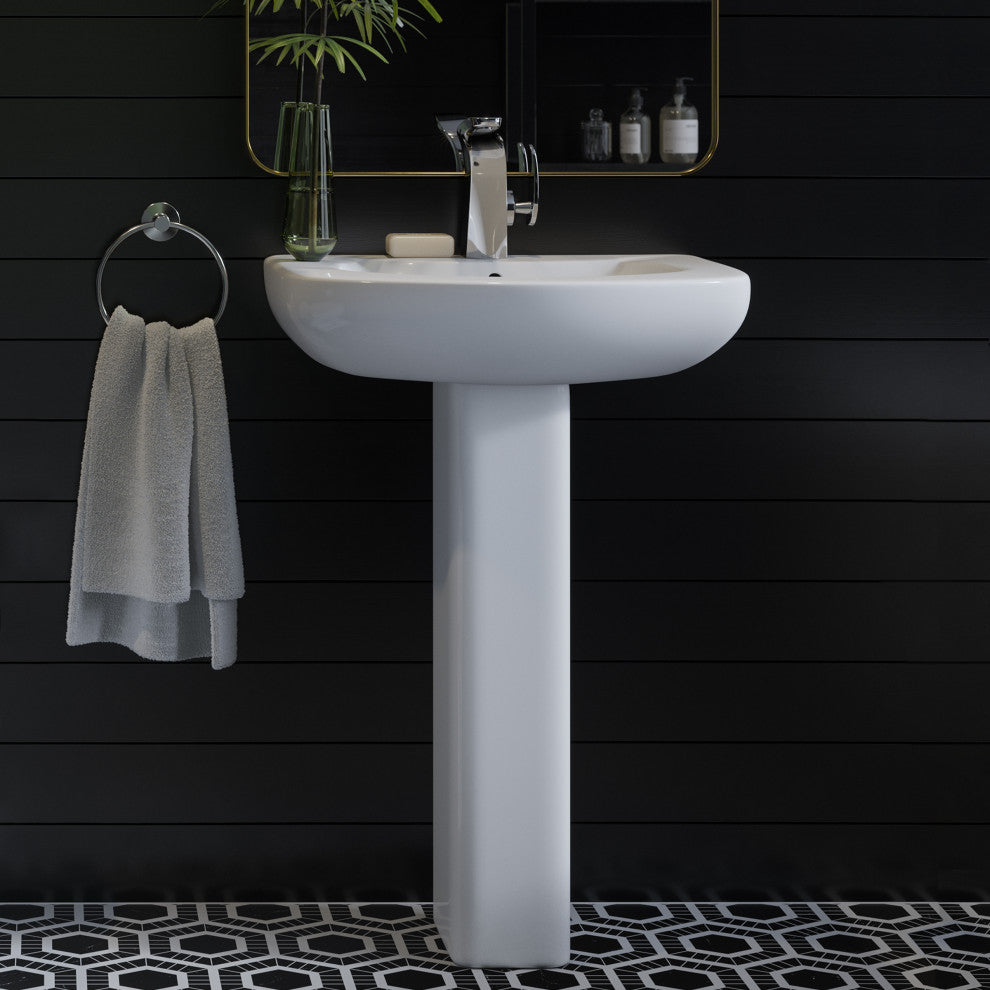 Chateau Pedestal Bathroom Sink Round With Single Faucet Hole