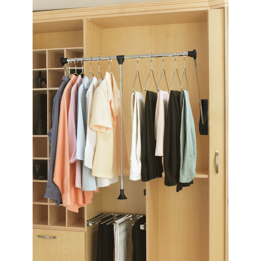 Adjustable Pull Down Closet Rod for Custom Closet Systems, Chrome, 21.5"W