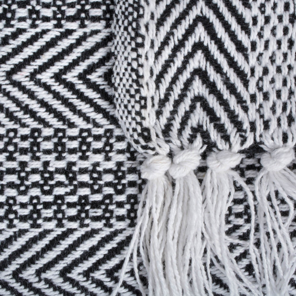 DII Black Herringbone Stripe Throw