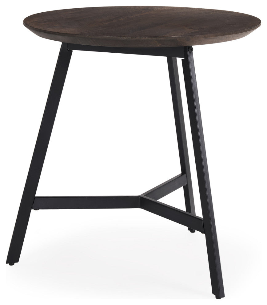 Todd Dark Brown Wood W/ Metal Legs Side Table