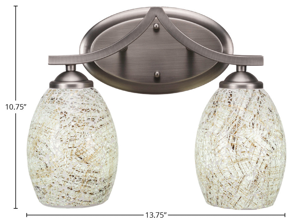 Zilo 2 Light Bath Bar, Graphite, 5" Natural Fusion Glass