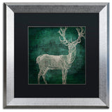 Color Bakery 'Emerald Deer' Art, Silver Frame, Black Matte, 16"x16"