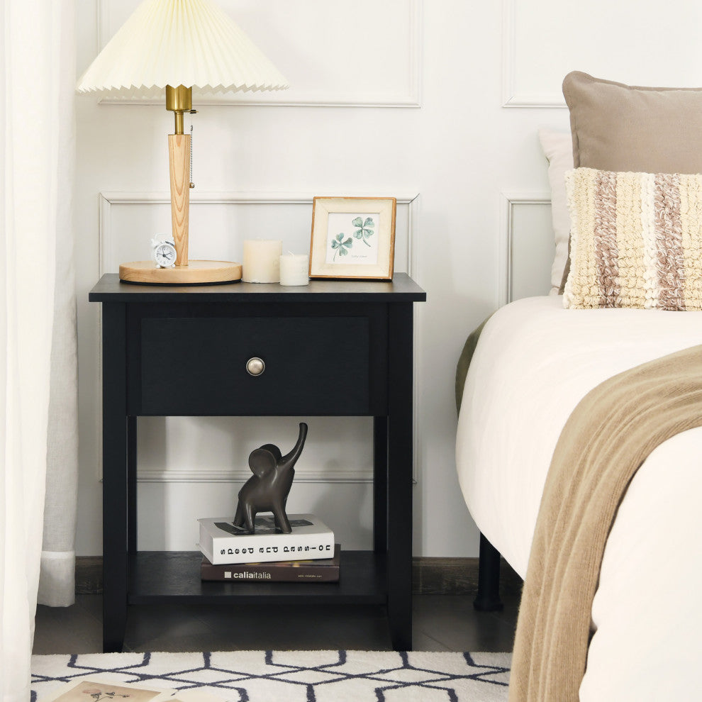 Costway Nightstand Beside Table Chest Sofa Table End Table Accent Table Black
