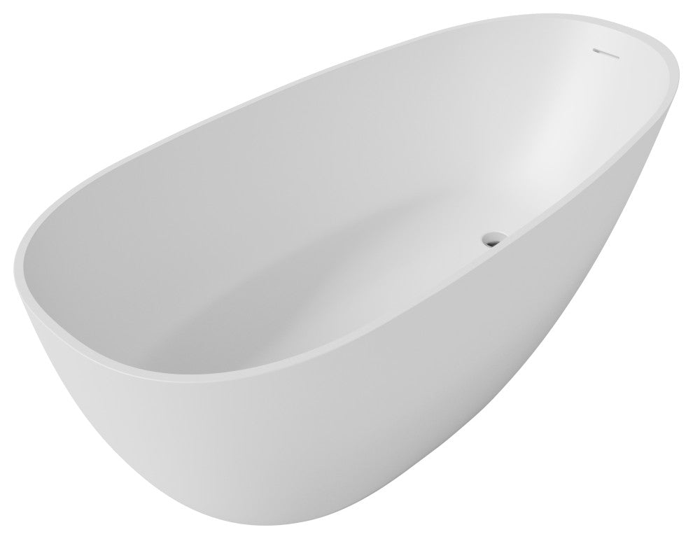 Perlato Mandia 67" Eco-Lapistone Freestanding Soaker Tub, White