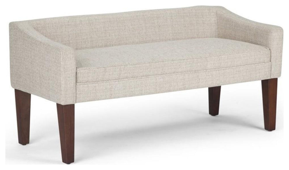 Parris  50 Inch Wide Contemporary Upholstered Bench In Platinum