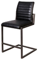 Greyson Genuine Full Grain Leather and Steel Modern Counter Stool, Black