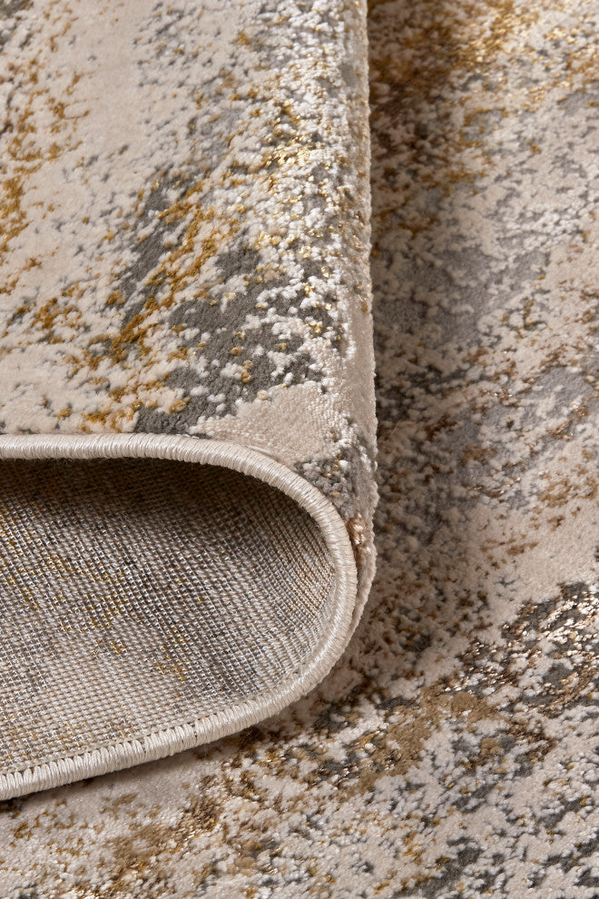 Weave & Wander Tripoli Lux Modern Rug, Gold/Gray, 6'7"x9'6"