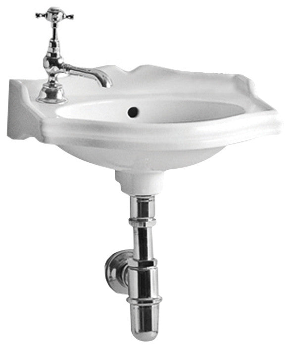 Isabella Collection Small Rectangular Wall Mount Basin With Integrated Oval Bowl