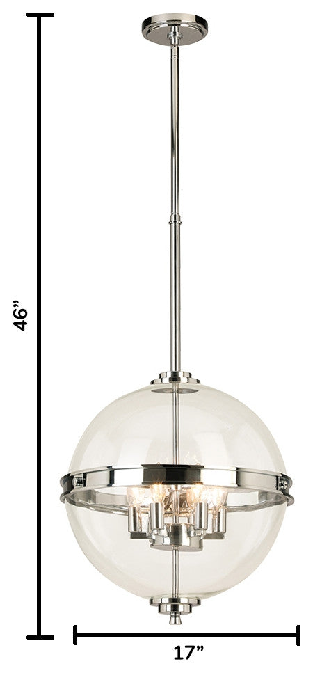 Cecilia, 6-Light Pendant, Chrome Finish, Clear Glass