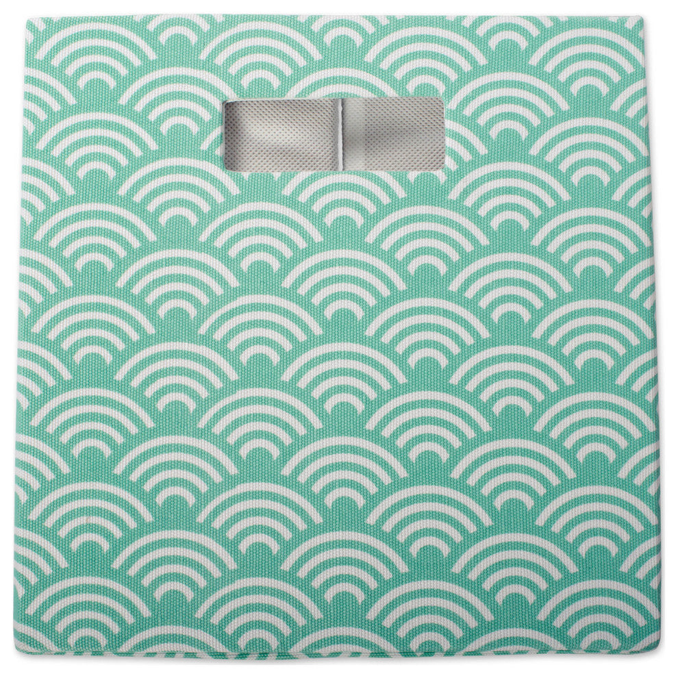 Polyester Cube Waves Aqua Square 13"x13"x13"