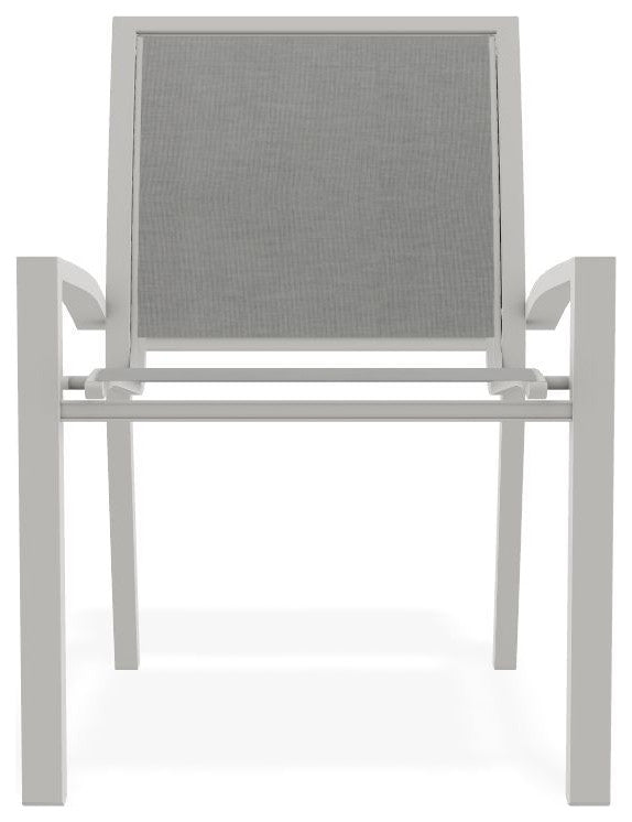 Kendall Sling Stackable Outdoor Dining Chair, Alloy/Snow