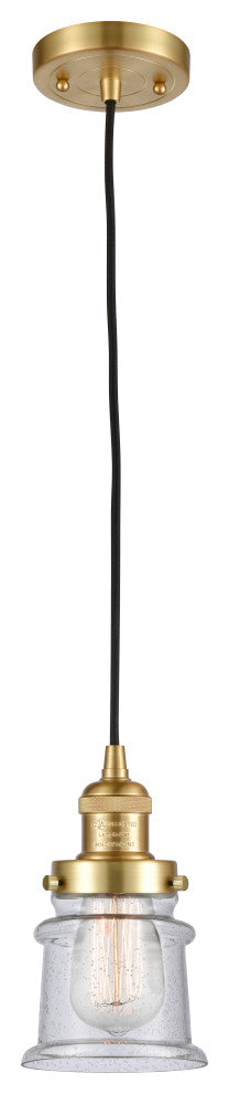 Small Canton 1 Light Mini Pendant, Satin Gold, Seedy