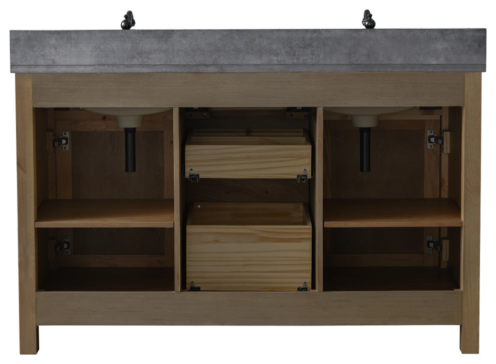 Jasper 54" Bathroom Vanity, Textured Natural, Blue Limestone