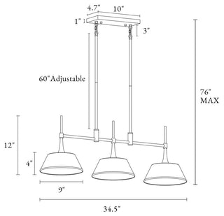 LNC 3-Light Polished Gold and White Modern Linear Kitchen Island Light