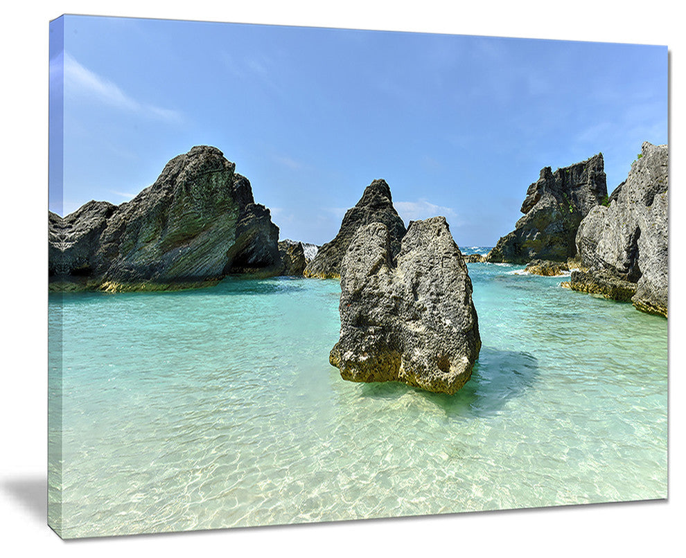 "Horseshoe Bay Cove Bermuda" Oversized Beach Canvas Artwork, 40"x30"