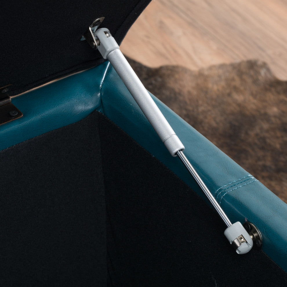 GDF Studio Kensington Square Storage Ottoman, Teal, Pu, Birch
