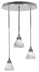 Empire 3-Light Cluster Pendalier, Chrome/Onyx Swirl