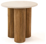 Hayden Modern Marble + Wood Round End Table