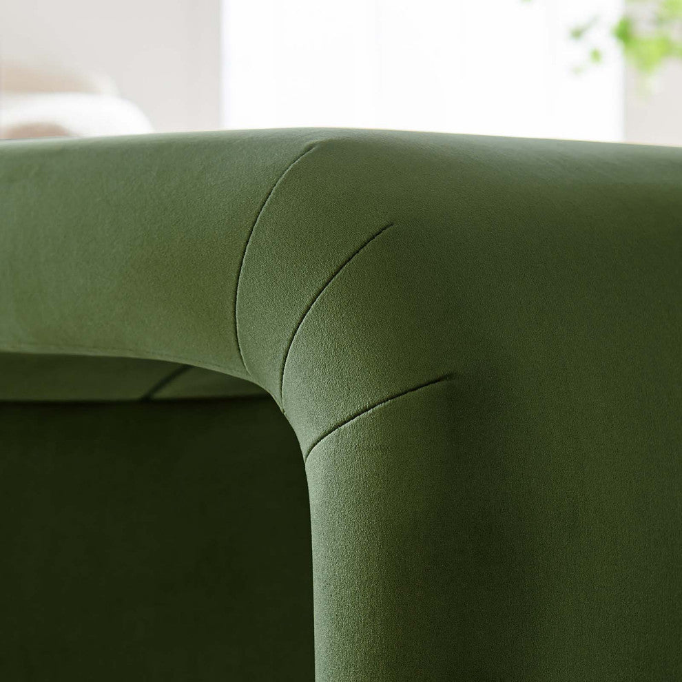 Koda Performance Velvet Waterfall Stool - Black Moss Green