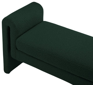 Stylus Boucle Fabric Upholstered Bench, Green, 51" Wide