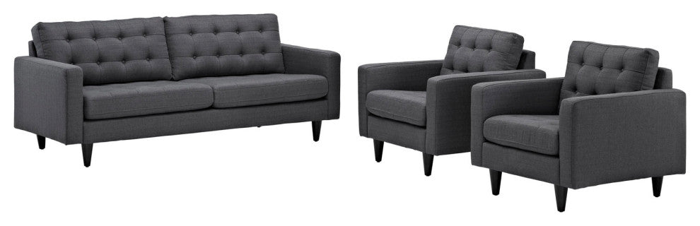 Gray Empress Sofa and Armchairs Set of 3