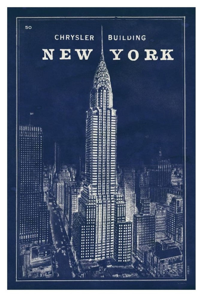 "Blueprint Map New York Chrysler Building" Paper Print by Sue Schlabach, 18"x26"