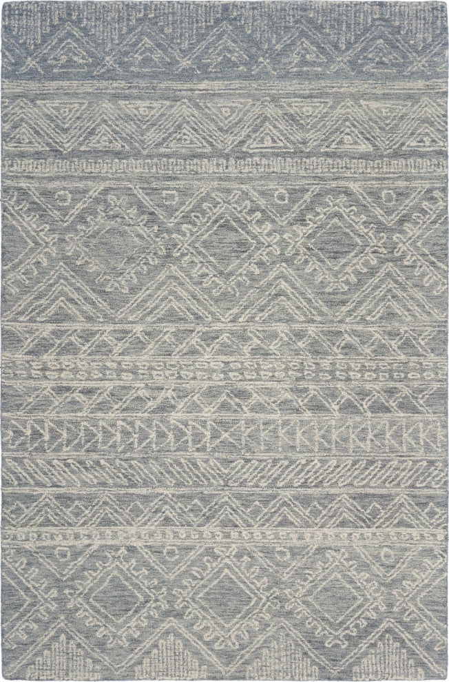 7" x 9" Light Gray Boho Chic Area Rug