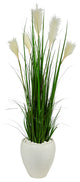 Nearly Natural 4.5" Wheat Plum Grass Artificial Plant, White Planter