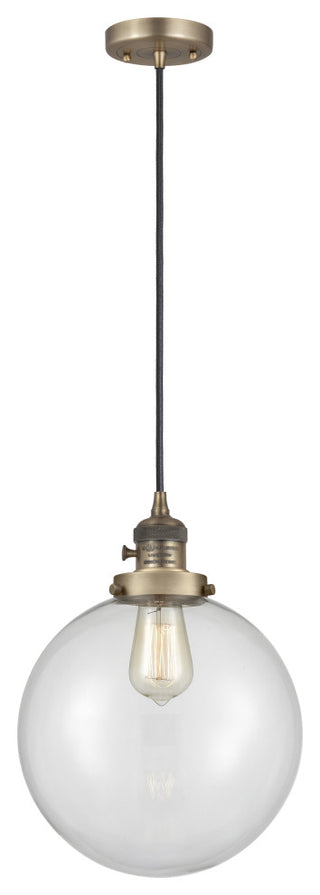Innovations 201CSW-BB-G202-10 Beacon 1 Light Pendant, Switch, Brushed Brass