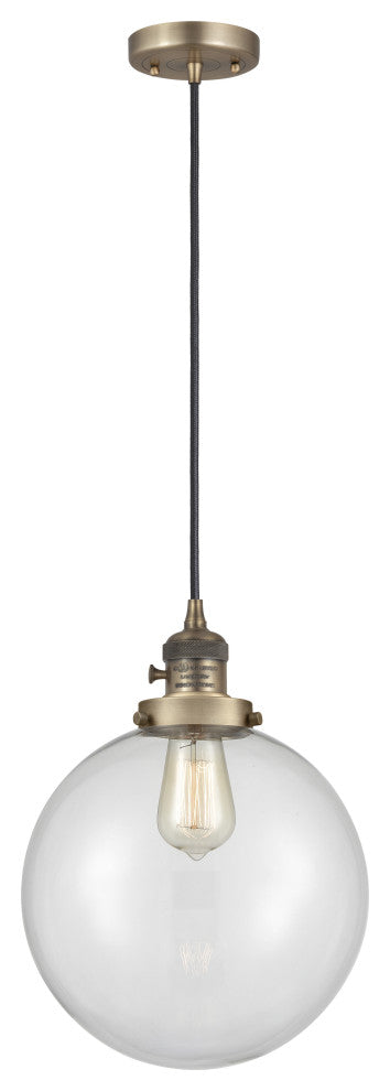 Innovations 201CSW-BB-G202-10 Beacon 1 Light Pendant, Switch, Brushed Brass