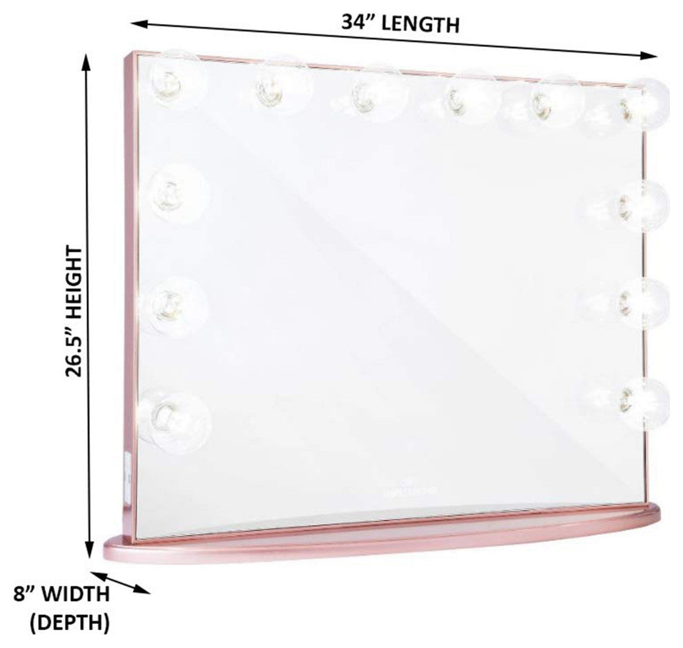 Hollywood Glow Plus Vanity Mirror, Rose Gold, Clear Bulbs, Non-Bluetooth