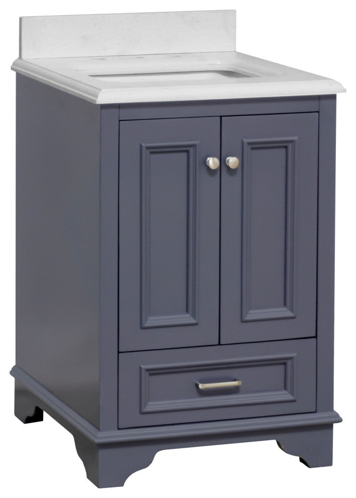 Nantucket 24" Bathroom Vanity, Marine Gray, Quartz