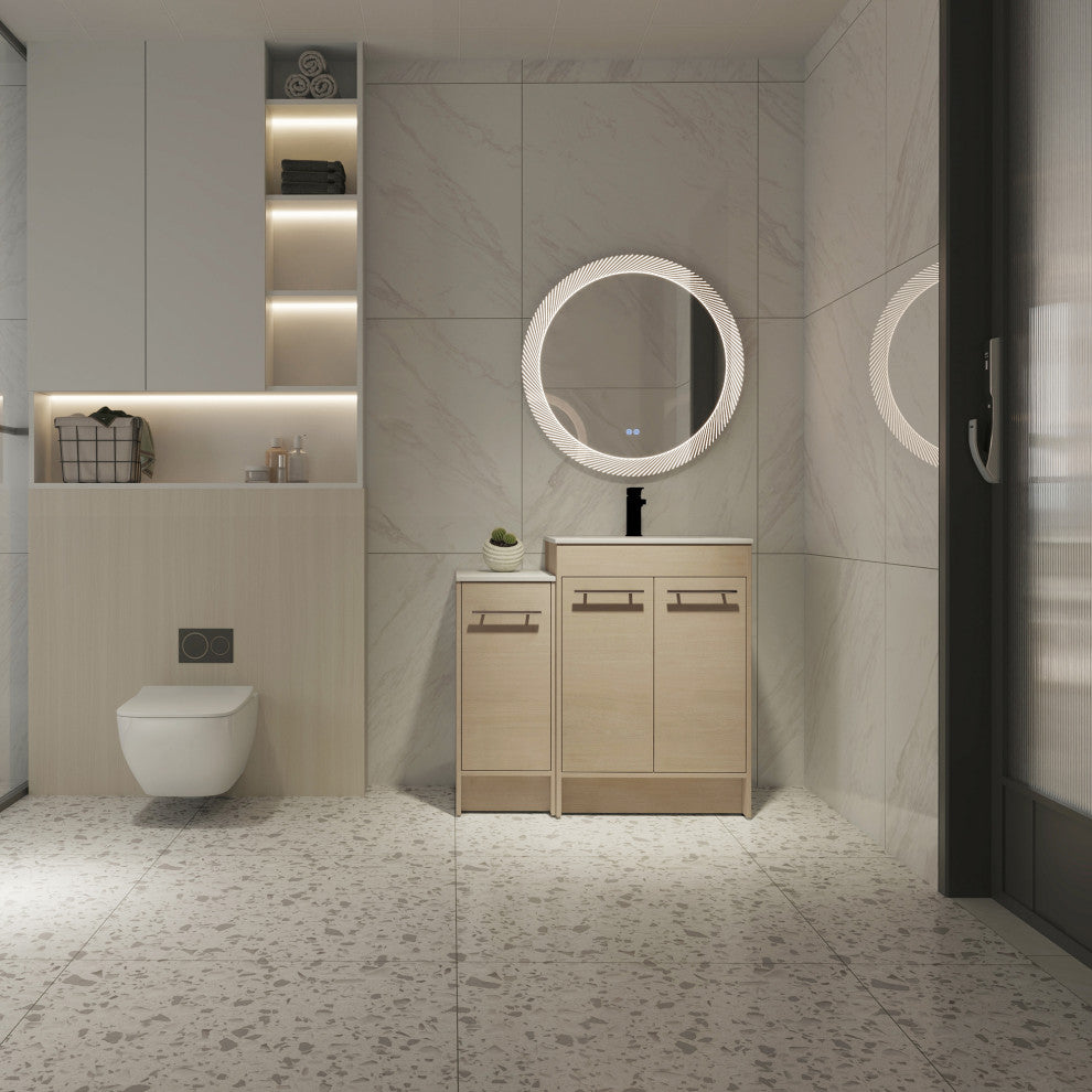 36 inch Plywood Freestanding Bathroom Vanity Set with Integrated Ceramic Sink