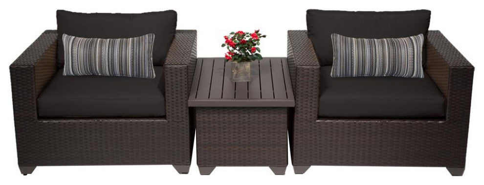 Belle 3 Piece Outdoor Wicker Patio Furniture Set 03a Black