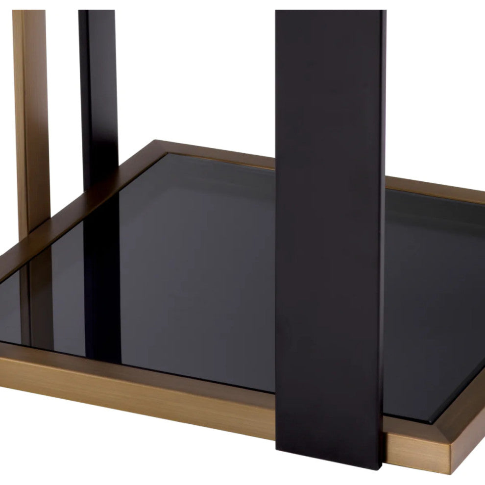 Black Glass Side Table, Eichholtz Billinghurst