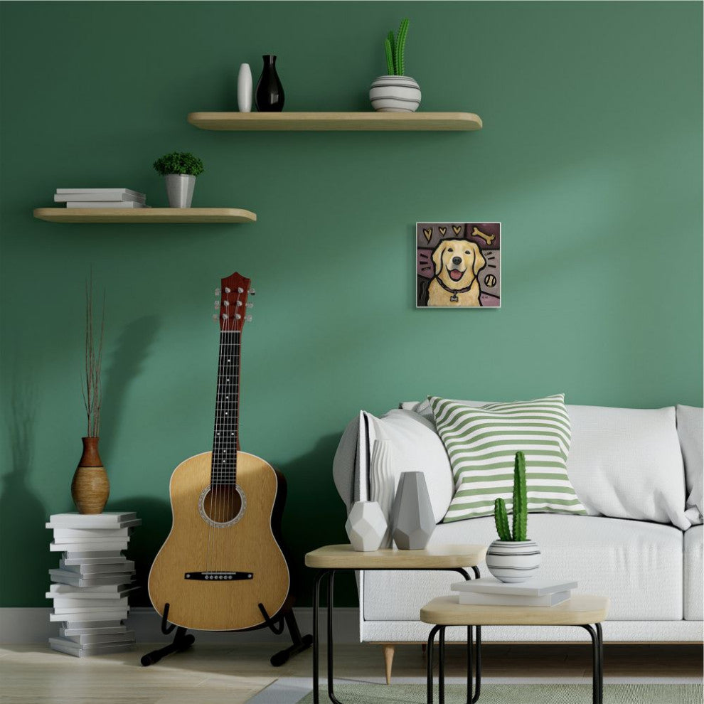 Stupell Industries Pink Purple Golden Labrador Dog Pet Painting, 12 x 12