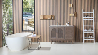 Nara Mid-Century Freestanding Bathroom Vanity, Chestnut Oak, 48"
